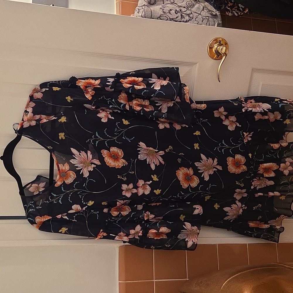 Eliza J BLUE FLORAL DRESS